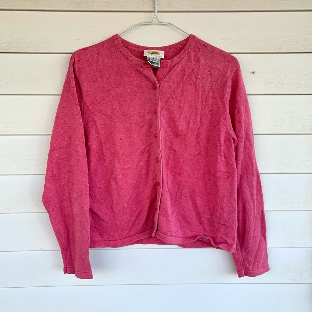 Pink long sleeve button up cardigan